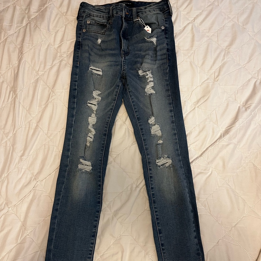 Aeropostale Dark Blue Distressed Skinny Jeans